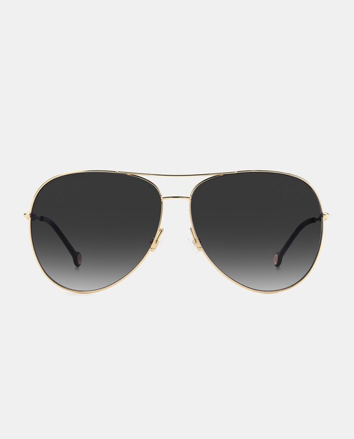 Gafas de sol aviador de metal dorado con doble puente