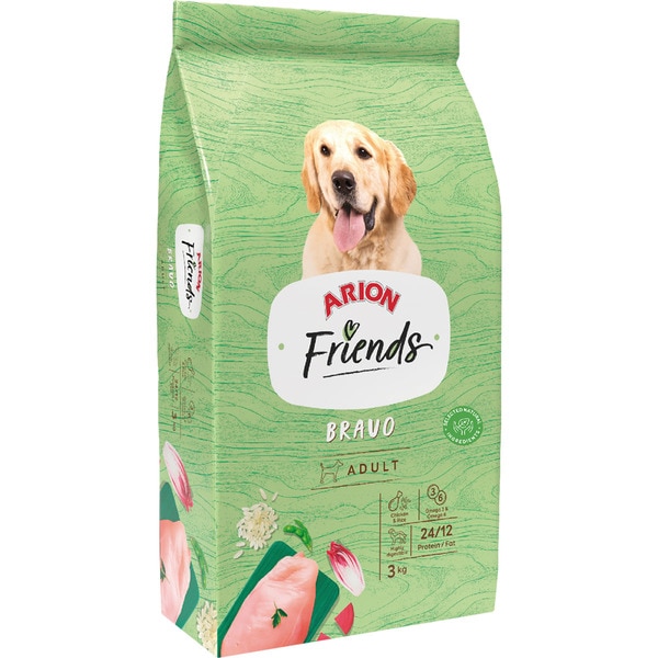 Friends dog food with chicken and rice for adult dogs bag 3 kg