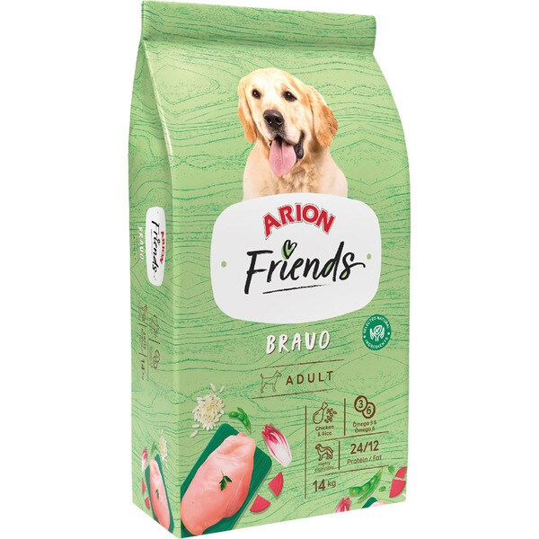 Friends dog food with chicken and rice for adult dogs sack 14 kg