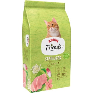 ARION Friends pienso para gatos adultos estarilizados con pavo y arroz bolsa 2 kg
