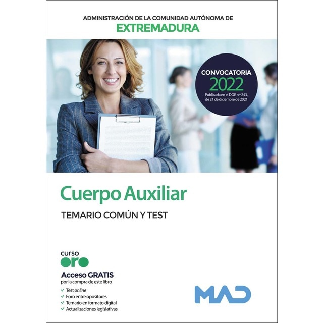 Cuerpo auxiliar de la administración de la comunidad autónoma de extremadura. Temario común y test (Tapa blanda)