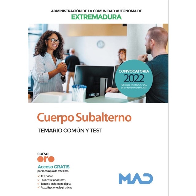 Cuerpo subalterno de la administración de la comunidad autónoma de extremadura. Temario común y test (Tapa blanda)