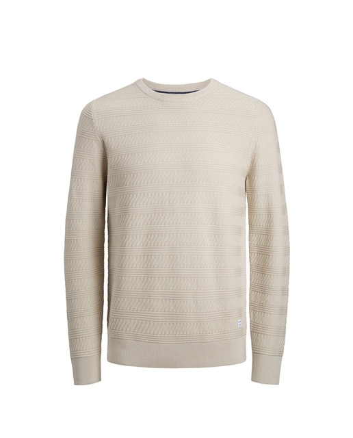 Jersey de hombre natural con cuello caja