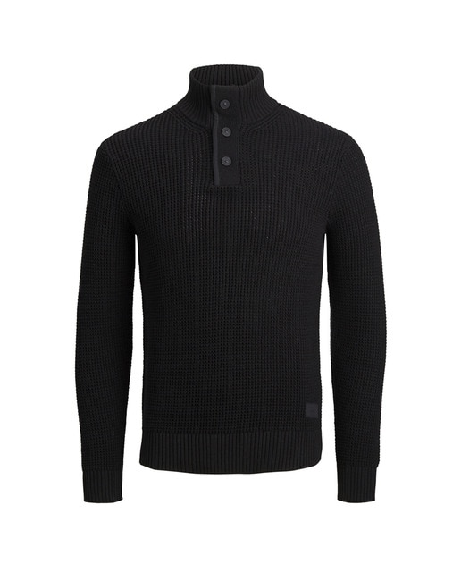Jersey de hombre negro con cuello alto