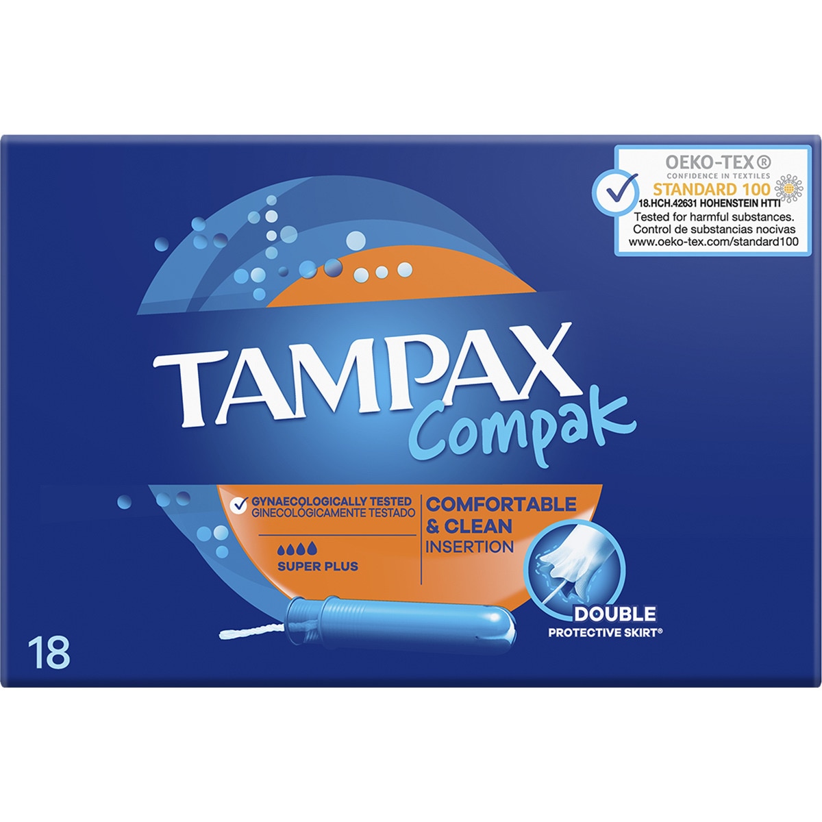 Compak Tampons mit Applikator Super Plus Box 18 Einheiten · TAMPAX