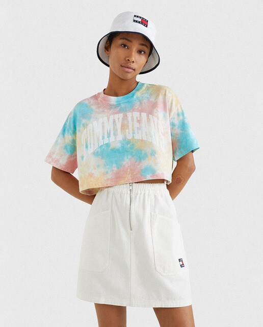 Women's tie-dye print oversized cropped 