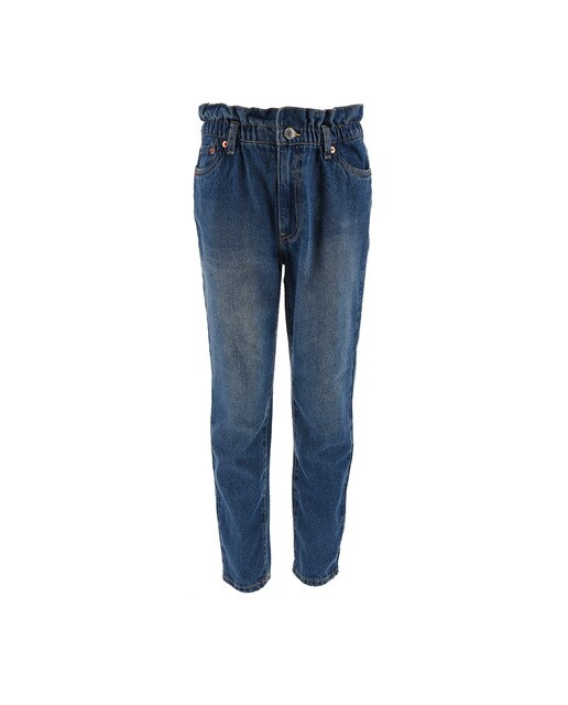 Girls' blue high-waisted jeans 