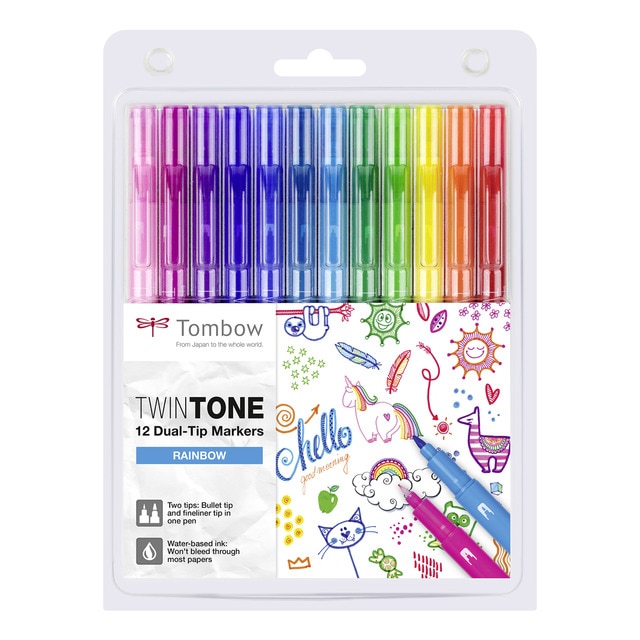 Estuche 12 Rotuladores Twintone Tombow Colores Arco Iris.