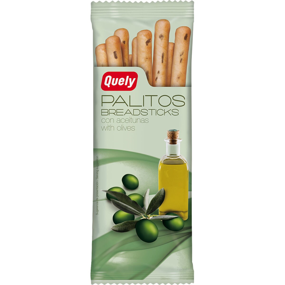 Mediterranean flavour breadsticks with black olives bag 50 g · QUELY