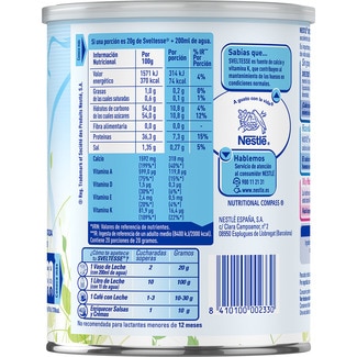 Leche desnatada en polvo rica en calcio bote 400 g - Nestle Sveltesse