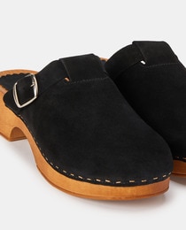 black suede clogs womens