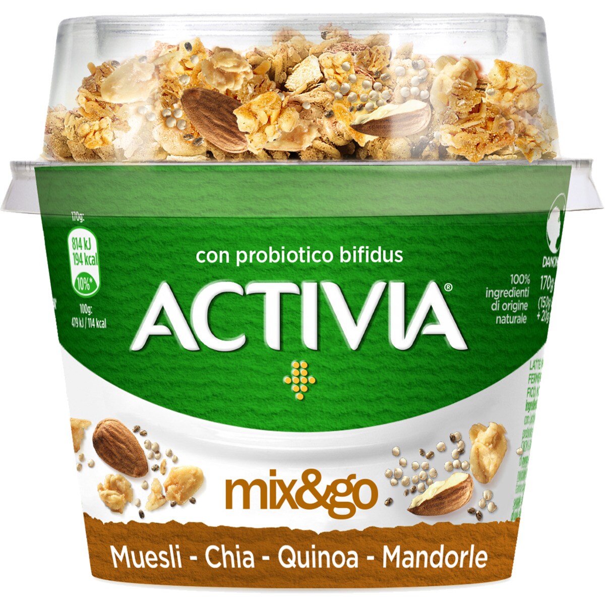 Bifidus Topper Muesli, Chia, Quinoa e Mandorle embalagem 170 g