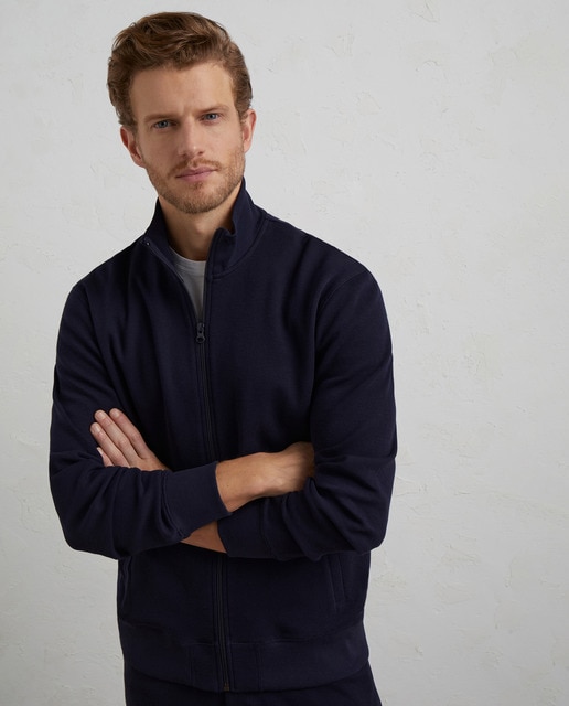 navy blue cotton casual jacket