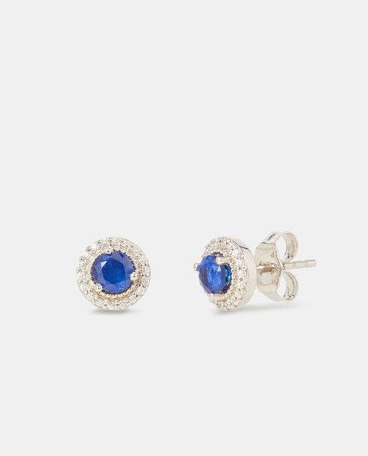 Pendientes Color de oro con diamantes y zafiro