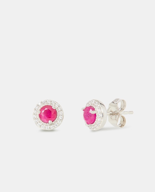 Pendientes Color de oro con diamantes y rubí