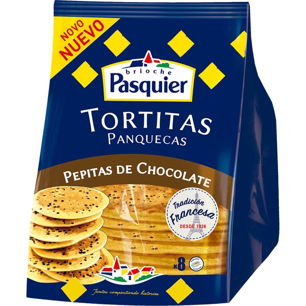 PASQUIER tortitas panquecas con pepitas de chocolate 8 unidades bolsa 280 g