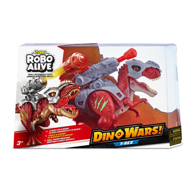 Dino wars t-rex acorazado electrónico con movimiento y disparador
