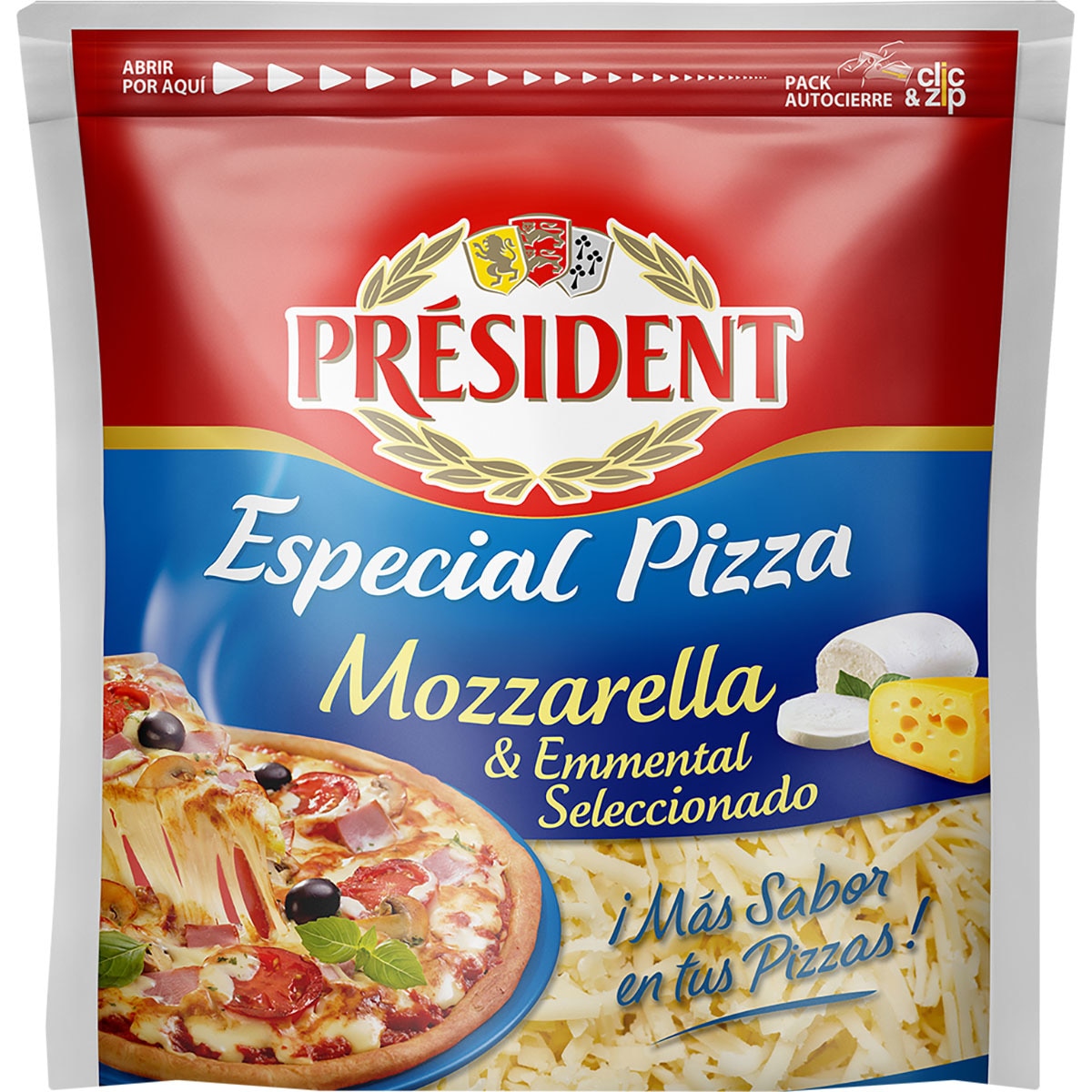 Blended French grated mozzarella and emmental cheese for pizza bag 150