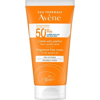 EAU THERMALE AVENE Sonnencreme für das Gesicht LSF 50+ für trockene und empfindliche Haut parfümfrei Rohr 50 ml