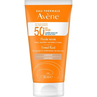 EAU THERMALE AVENE getöntes Sonnenfluid für das Gesicht SPF50+ für empfindliche normale bis Mischhaut Rohr 50 ml