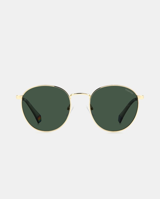 Gafas de sol redondas de metal en color oro con lentes polarizadas