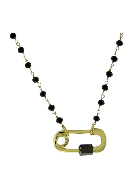 Gargantilla Imperdible Swarovski ónix gold