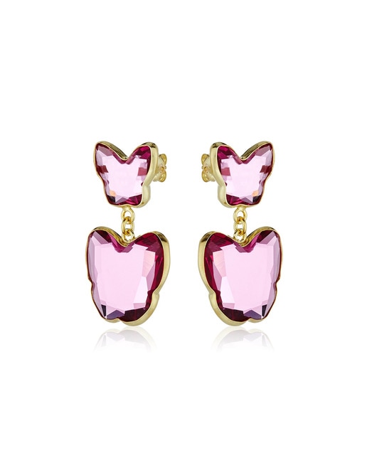 Pendientes Mariposa rosa de Francia oro