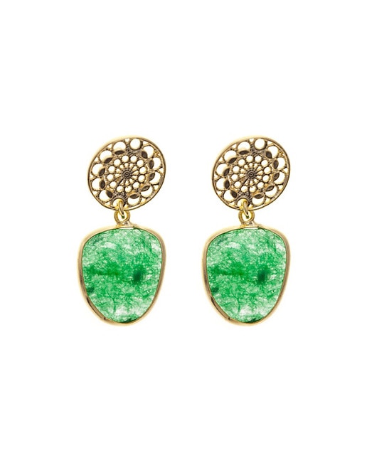 Pendientes Esfera filigrana esmeralda