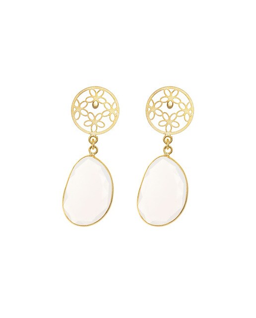 Pendientes Esfera margarita cuarzo oro
