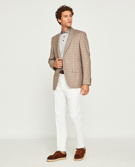 Men's custom-fit white casual trousers 