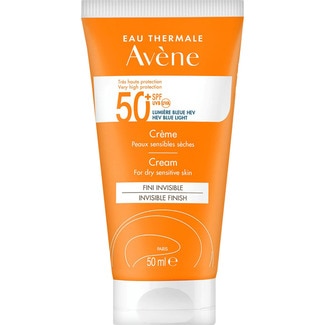 EAU THERMALE AVENE crema solar facial SPF50+ para la piel seca y sensible tubo 50 ml