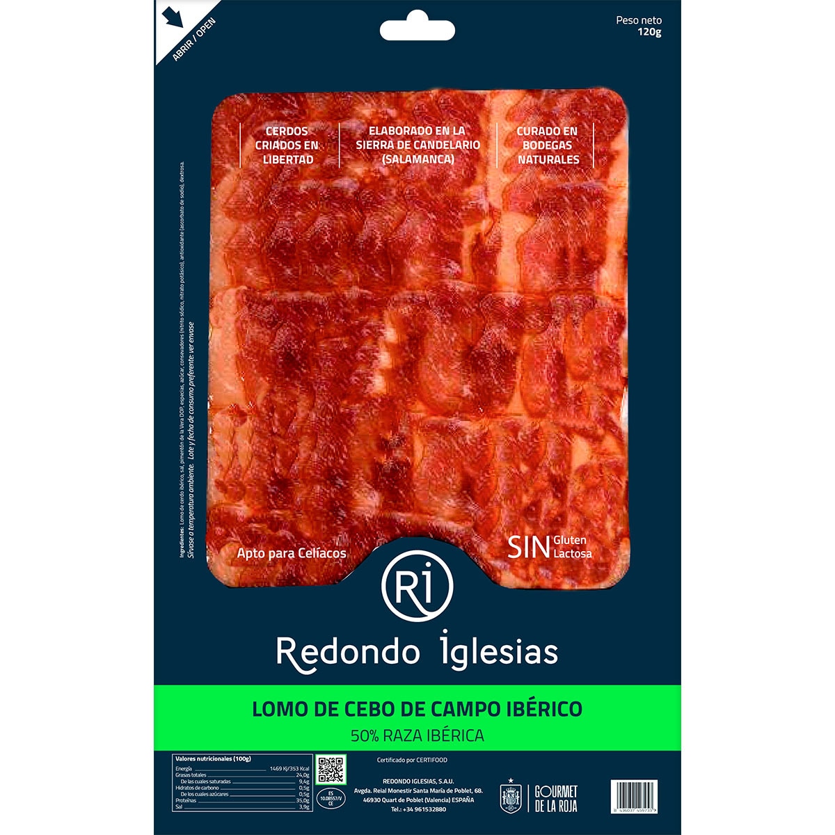 Comprar Lomo de cebo de campo ibérico 50% raza ibérica en lonchas sin ...