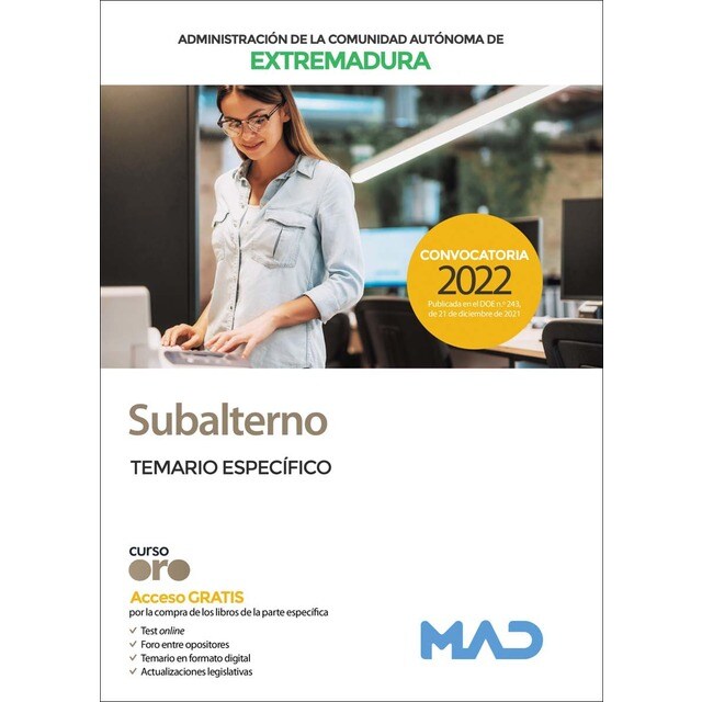 Subalterno de la comunidad autónoma de extremadura. Temario específico (Tapa blanda)