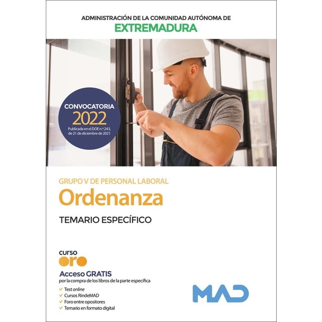 Ordenanza de la administración de la comunidad autónoma de extremadura (personal laboral grupo v). Temario específico (Tapa blanda)