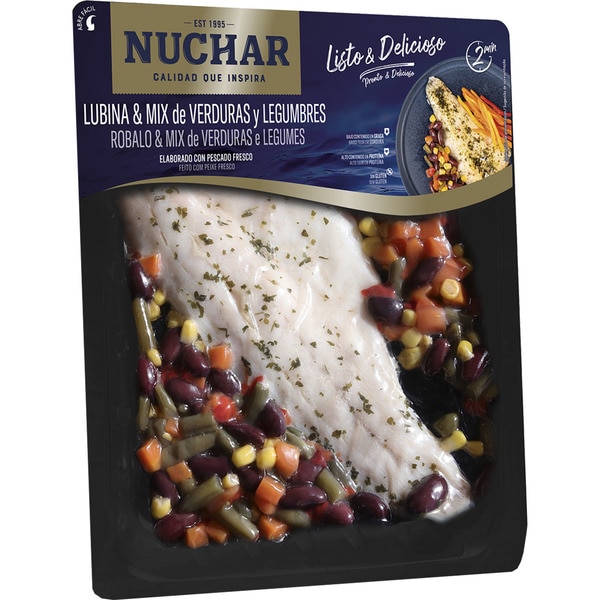 NUCHAR lubina & mix de verduras y legumbres envase 250 g