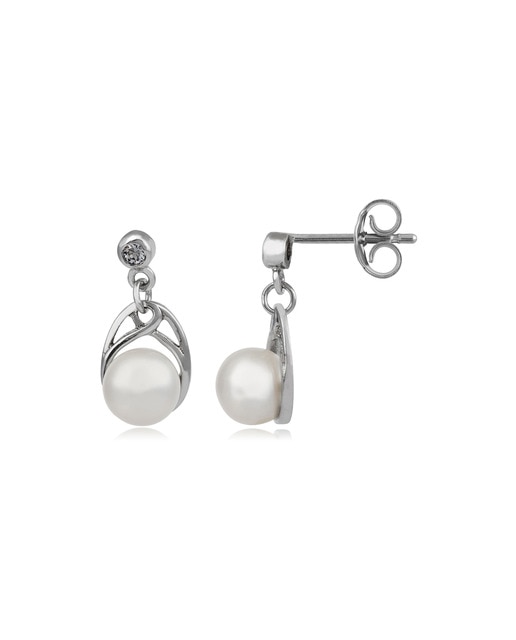 Pendientes Perla Zirconium  Silver