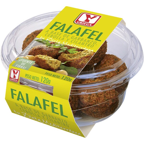 YGRIEGA falafel a base de garbanzo, cebolla y cilantro sin gluten sin lactosa tarrina 120 g