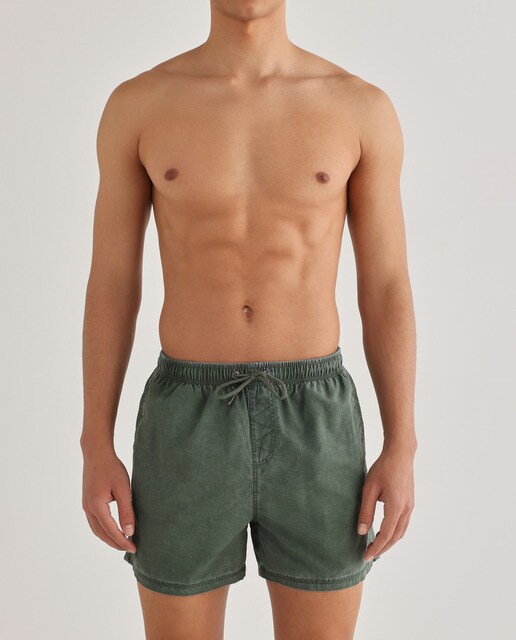 Plain-Coloured Khaki Swimming Trunks 