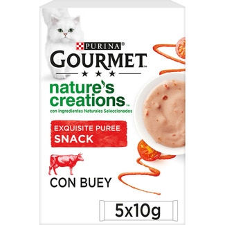 GOURMET Nature's Creations Exquisite Puree snacks with ox for adult cats 5 containers 10 g