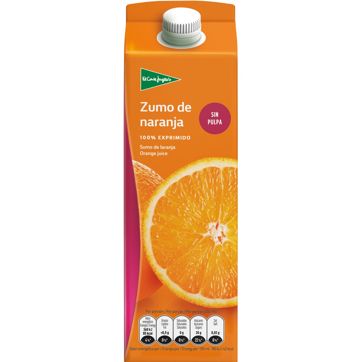 100 fresh squeezed orange juice without pulp carton 1 l · EL CORTE INGLES · Supermercado El
