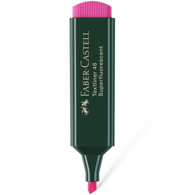Marcador Texliner 48 Punta Biselada Tinta Base al Agua Recargable Faber-Castell Rosa Neón.