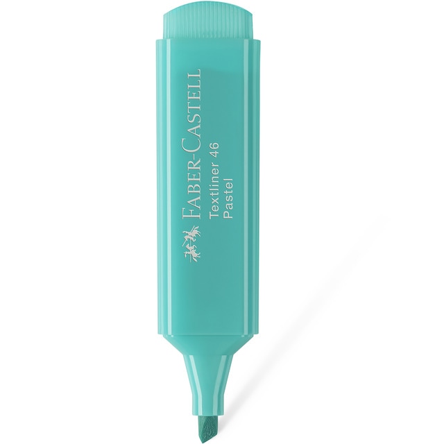 Marcador Texliner 46 Pastel Punta Biselada Tinta al Agua Faber-Castell Turquesa.