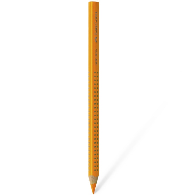 Lápiz Jumbo Faber-Castell Fluorescente, Ergonómico, con Zona de Agarre Grip, Naranja Neón.