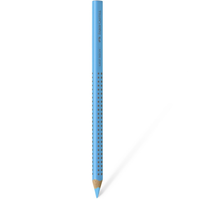 Lápiz Jumbo Faber-Castell Fluorescente, Ergonómico, con Zona de Agarre Grip, Azul Neón.