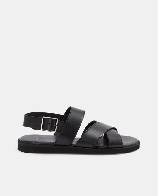 Sandalias de hombre en piel de color negro