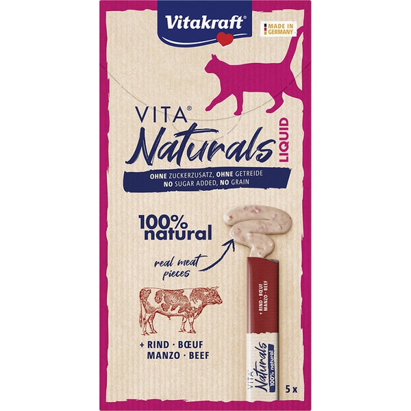 Vita Naturals Liquid snack líquido para gatos con ternera No Grain 5 Verpackungen 15 g