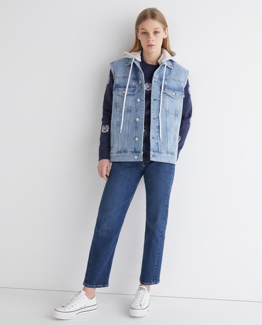 oversized denim gilet