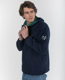 Men's blue raincoat