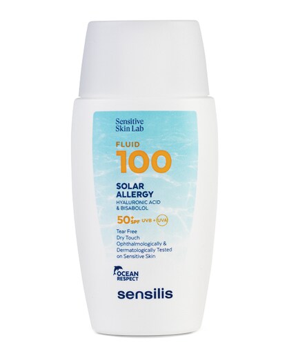 Fluido Protector Solar Fluid 100 Allergy SPF50+ Con Ácido Hialurónico y Pro Vitamina D 40 ml Sensilis