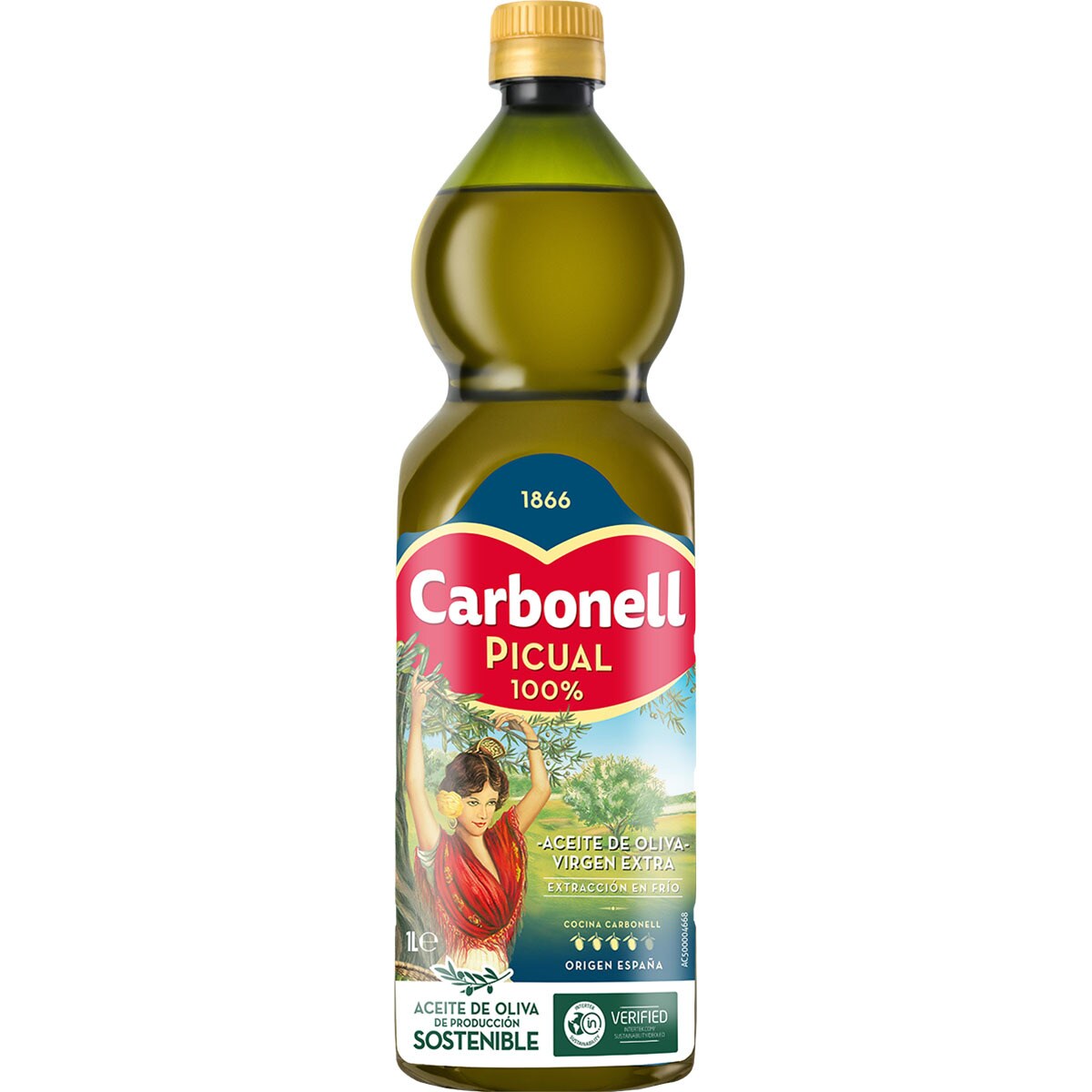 100 Picual extra virgin olive oil bottle 1 l · CARBONELL